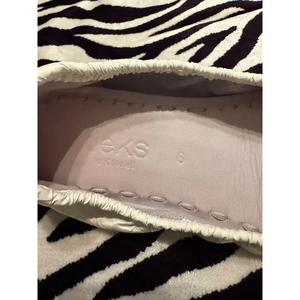 Tieks Diamond White Croc Ballet Flats Women’s Size 8 Teal Sole Leather